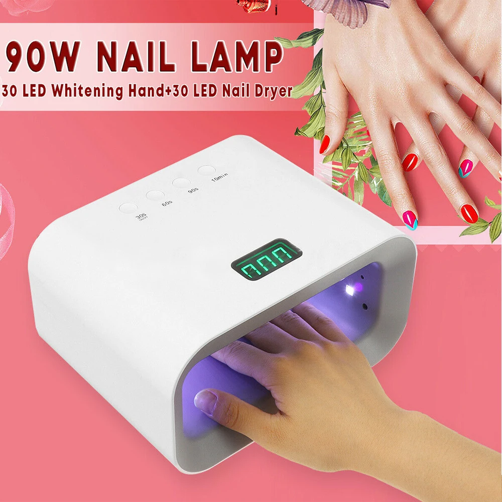 90 Вт Беспроводная Сушилка для ногтей Отбеливание кожи светодиодный УФ лампа