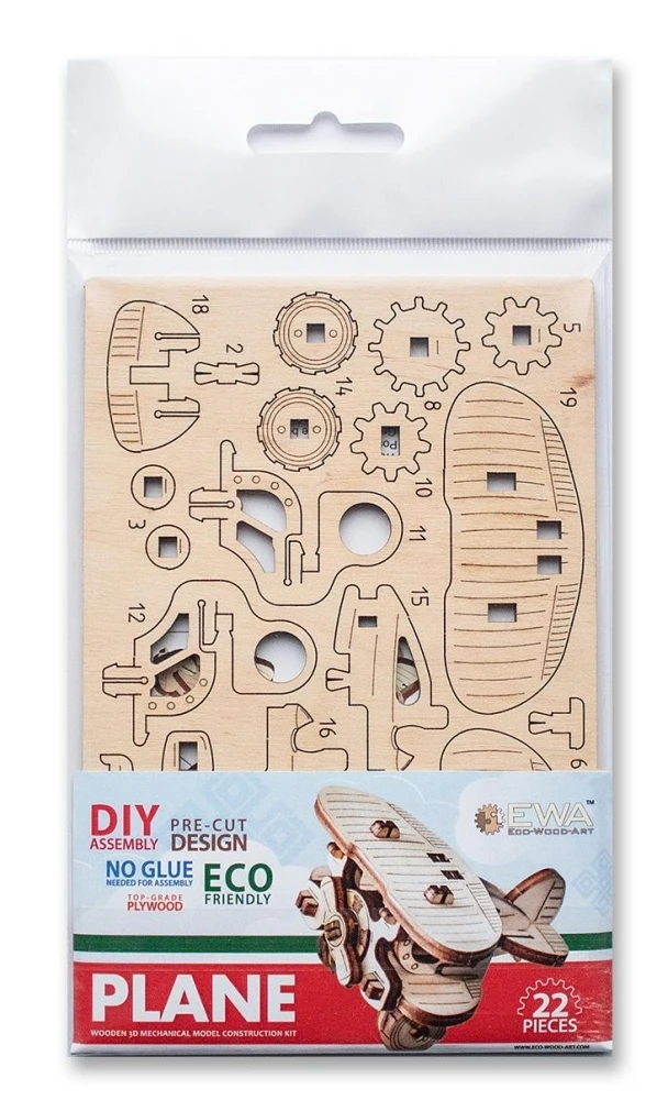 Деревянный конструктор брелок EWA &quotЭвик: Самолет&quot|Деревянные конструкторы| |