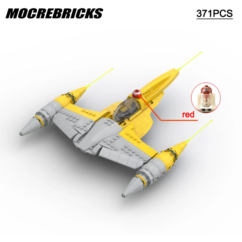 

Children Space Wars Movie Weapon Battle Spaceship Naboo N-1 Starfighters Yellow Aircraft Mini Model Moc Building Blocks Kids Toy