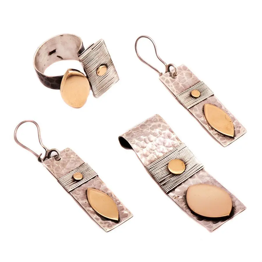 

Hammer Forged With Babylon Motif Set Silver 1433Hand Made Silver Jewellery Set