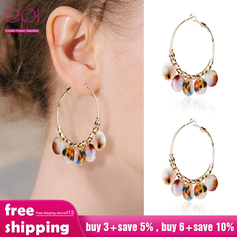 2019 новые цветные серьги кольца с натуральным камнем для женщин богемные Золотые