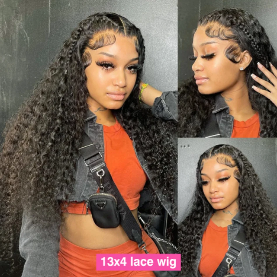 Дешевый 30-дюймовый парик с фронтальной волной из натуральных вьющихся