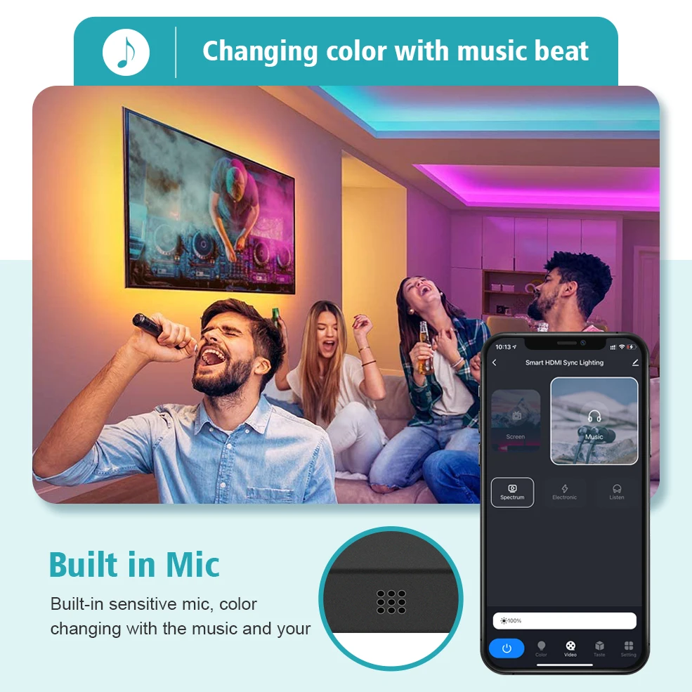 Подсветка светодиодная RGB для ТВ ПК с поддержкой Wi-Fi | Лампы и освещение