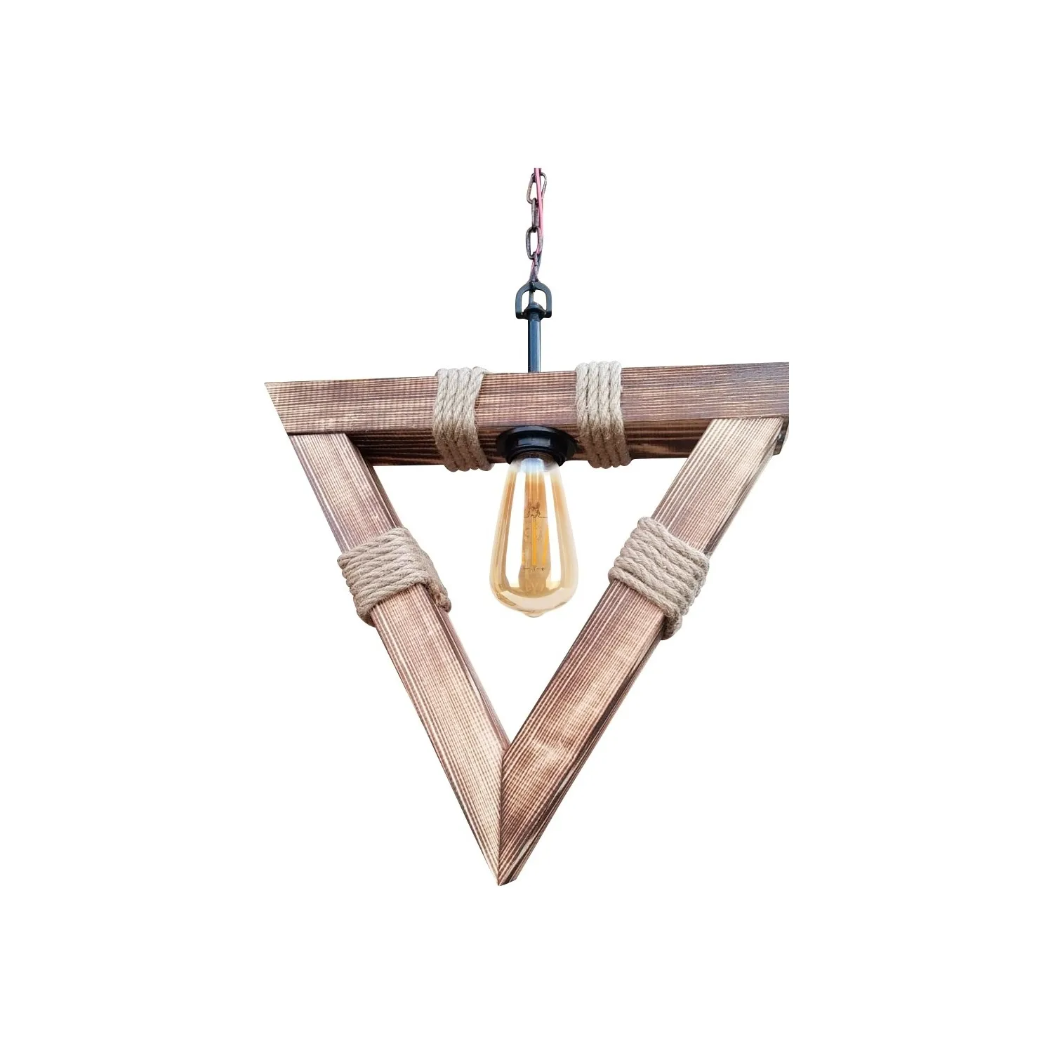 Деревянная люстра-Треугольная деревянная люстра с одной