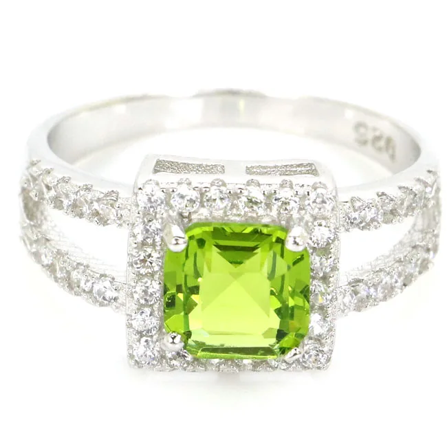 

21x20mm Luxury 3.4g Green Peridot Pink Kunzite Violet Tanzanite Tourmaline Blue Topaz CZ Real 925 Solid Sterling Silver Rings