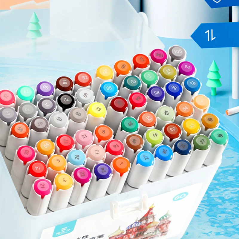 

12/36/48/60Pcs Colors Double Headed Marker Pen Sketching Marker Pen Set Painting Art Supplies Drawing Design Highlighte