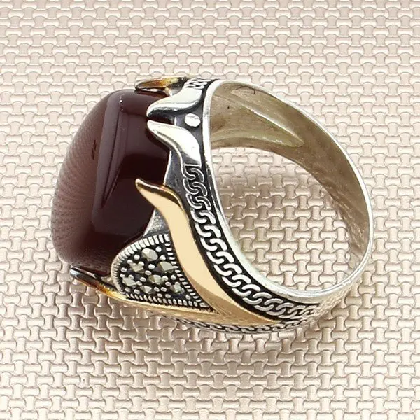 Bague en argent regardé 925 avec pierre d'agate du protégpour homme, bague narmarron vintage, V For Vendetta, solide 2
