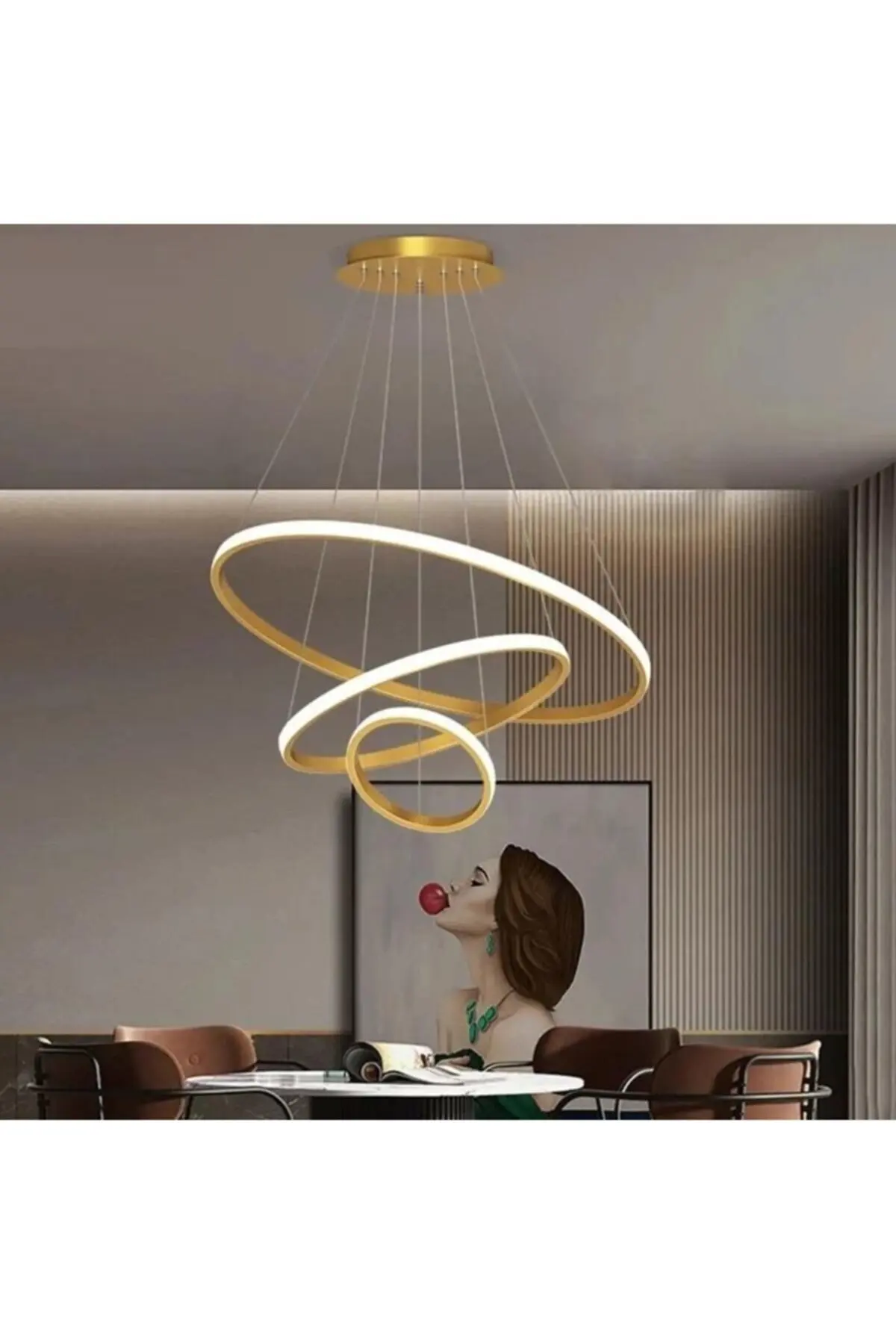 

Modern pendant lamp Led ring circle ceiling hanging chandelier black Loft living dining room kitchen indoor lighting 2022
