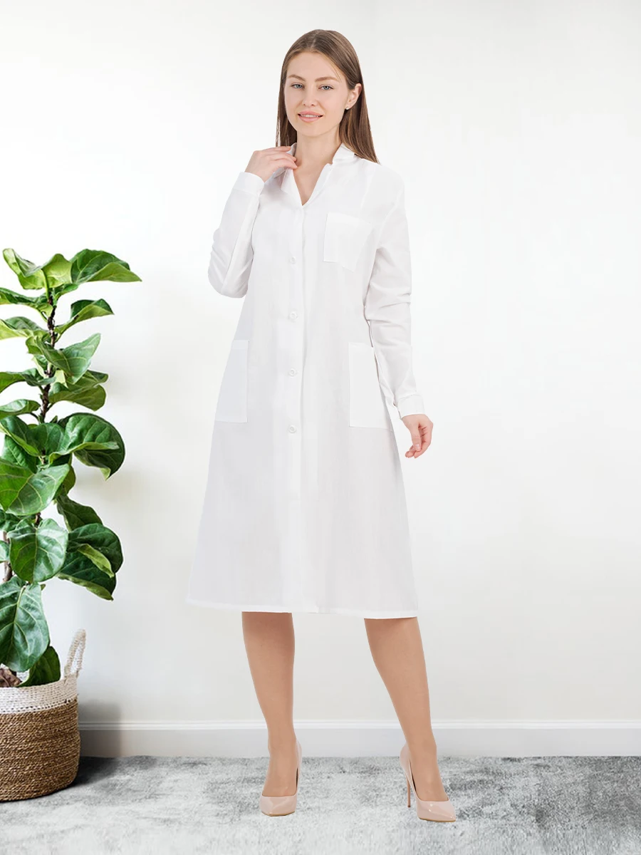 Женский медицинский халат IVUNIFORMA Классика белый хлопок 100% для врача ветеринара