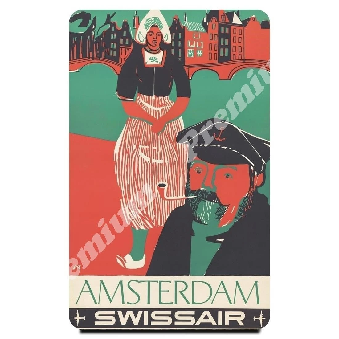 Амстердам Сувенирный магнит Винтажный туристический плакат |