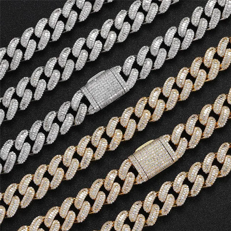 

Hip Hop Iced Out Zircon 15MM Miami Cuba Chain 18K Real Gold Plated Men's Necklace Bracelets