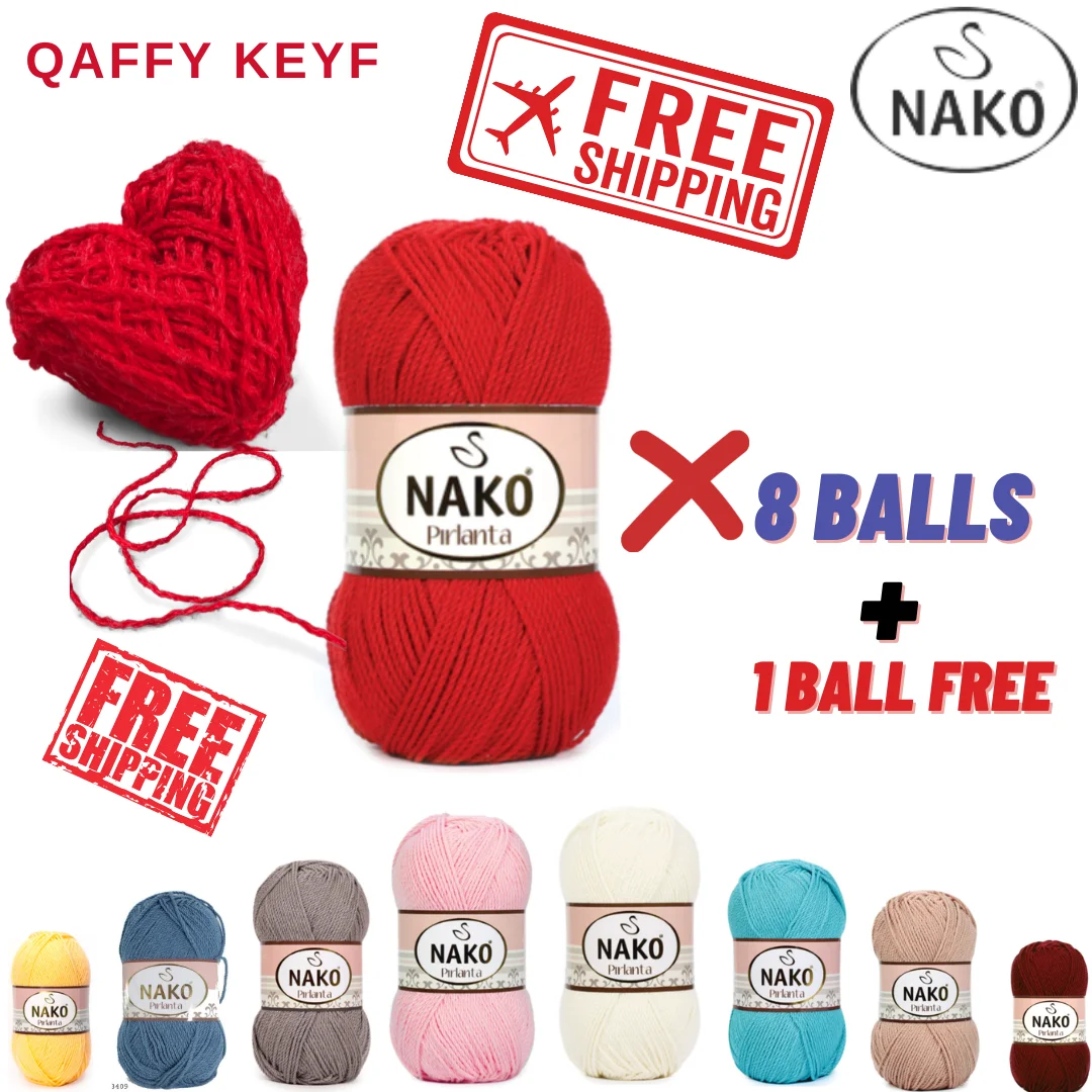 

Nako Pirlanta 8 BALLS FREE SHIP Knitting %100 Micro Acrylic Amigurumi Skein Pattern Shawls Blouses hobby yarn Handmade for DIY