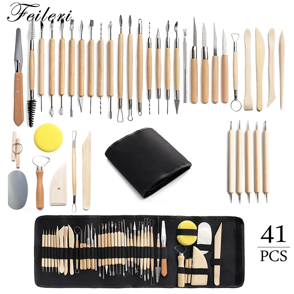 

41pcs/set Polymer Clay Silicone Tools Smoothing Wax Carving Pottery Clay Sculpting Tool Kit for Ceramic Shapers Modeling Carved