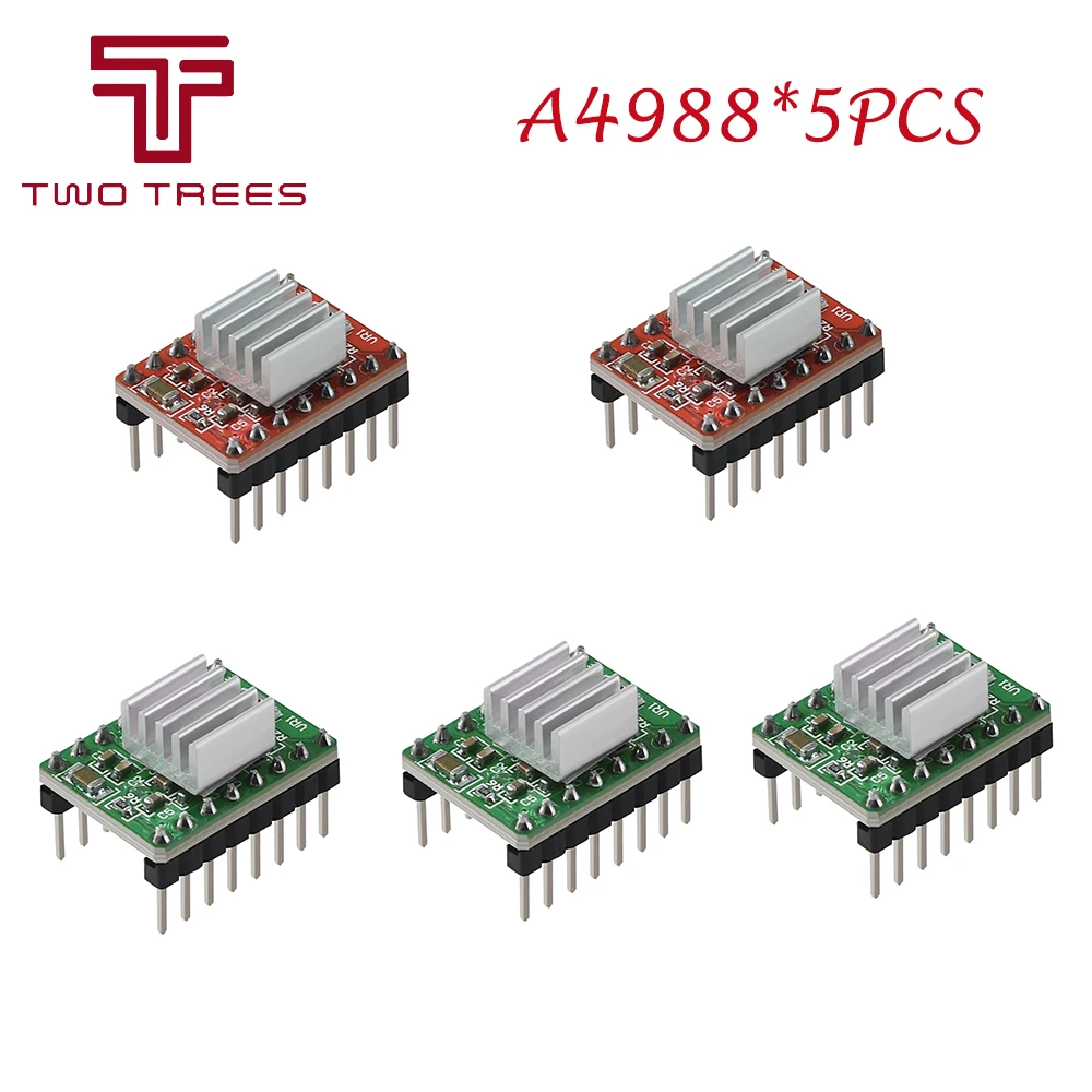 5PCS A4988 Stepper Motor Driver Module with Heatsink + Heat Sink 3D Printer Parts For SKR V1.3 1.4 GTR V1.0 MKS GEN V1.4 board | Компьютеры