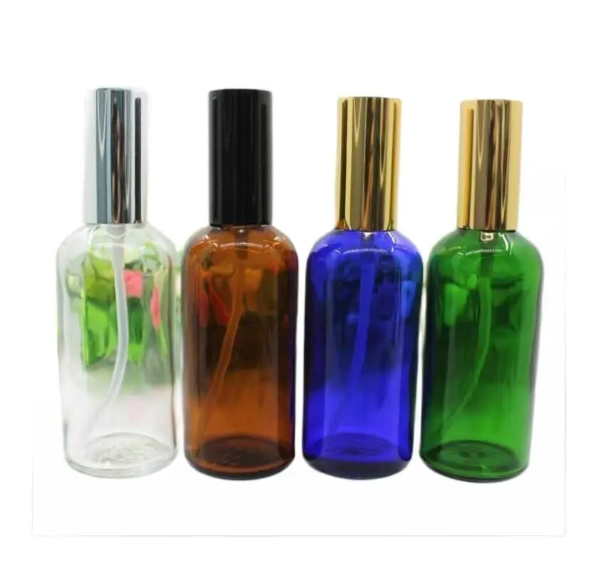 100 мл 50 шт прозрачная/синяя/зеленая/коричневая стеклянная бутылка с насосом