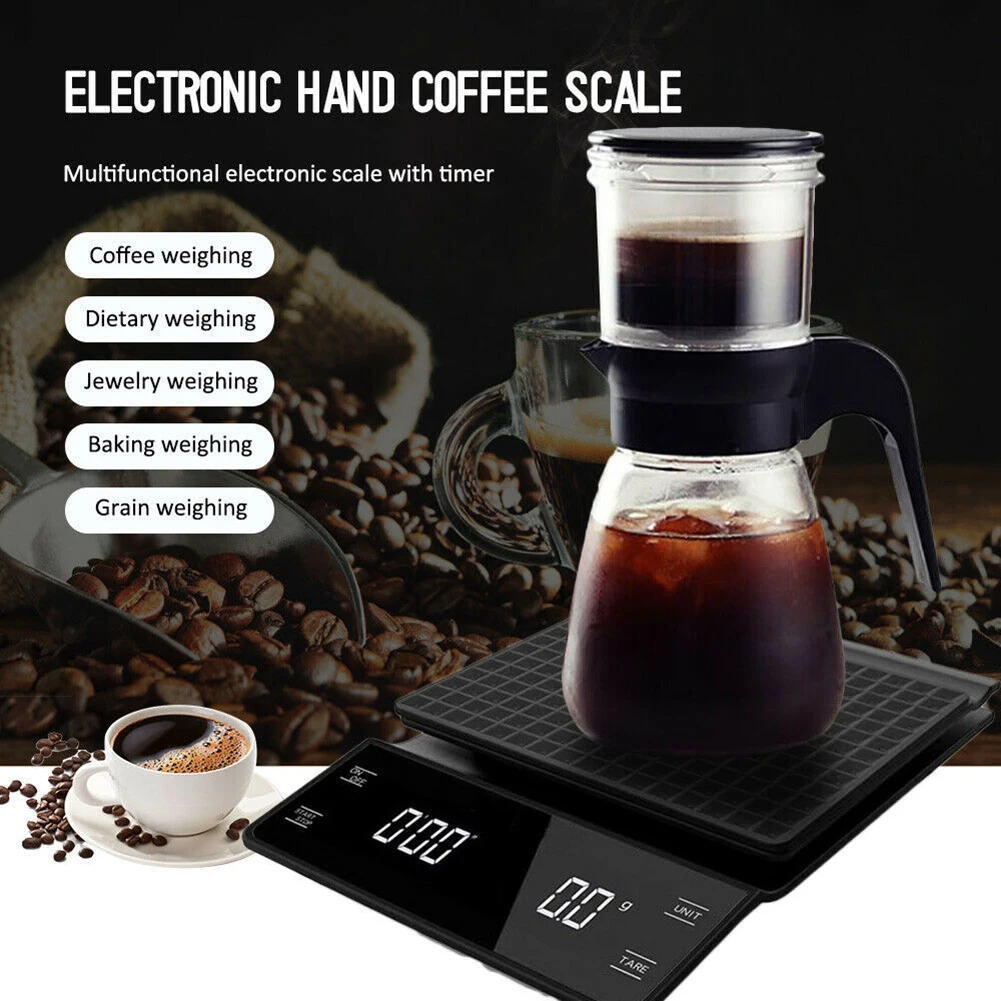 

Electronic Digital Scale Coffee Accurate Weighing Kitchen Scale Measuring Tool Timing 3kg 0.1g High Precision