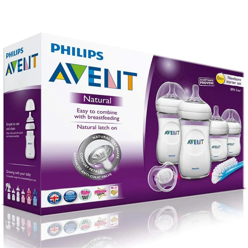 

Original Philips Avent Natural Newborn Starter Set Baby Bottles Pacifiers Baby Feeding Bottle Biberon NewBorn Baby Accessories