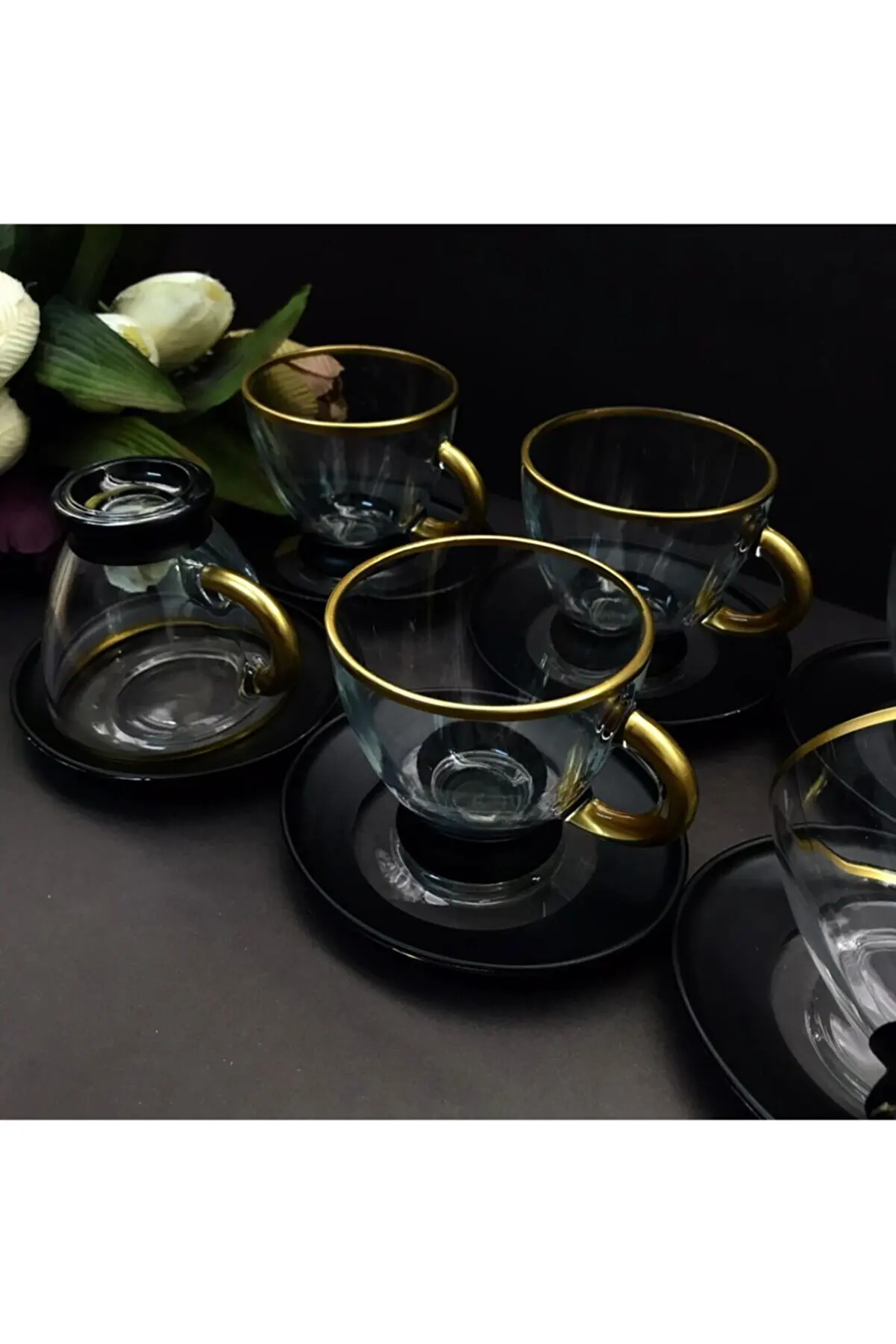 

Набор из 6 чайных кофейных чашек и тарелок для кухни, Роскошная обработка на заказ, 12 штук