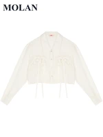 molan women fashion top summer soft button 2022 new high street elegant long sleeve blouse female sweet tops