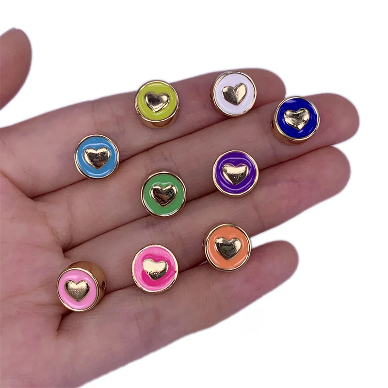 

5pcs Multi-Colorl Metal Brass Round Spacer Beads Charms 11x11mm Accessories For Making Bracelet Necklace