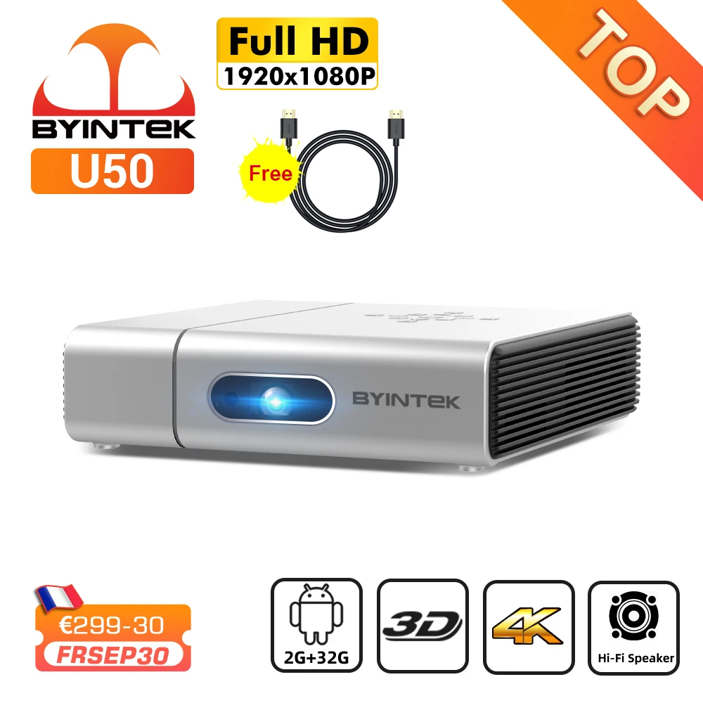 Promo BYINTEK U50 Full HD 1080P Android Wifi Smart 2K 3D 4K TV Portable lAsEr Home Mini LED DLP Projector Proyector for Smartphone