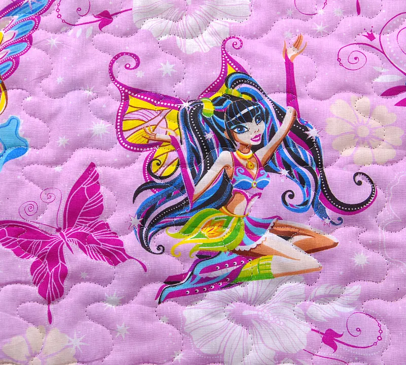 IV Волшебницы. Феи. Розовое девчачье Стеганое покрывало из перкаля для детей ясли