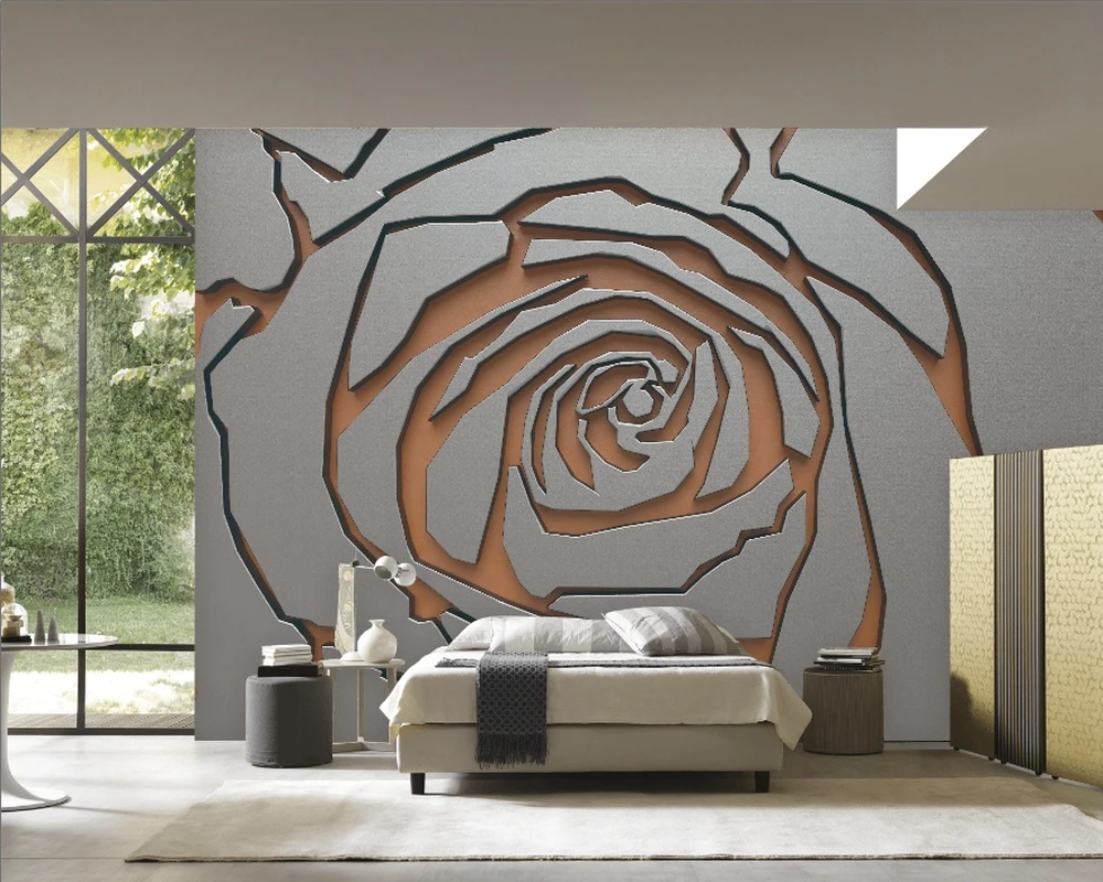 3D фото обои. Стильная металлическая роза. Любой размер. Быстрая доставка в Россию.