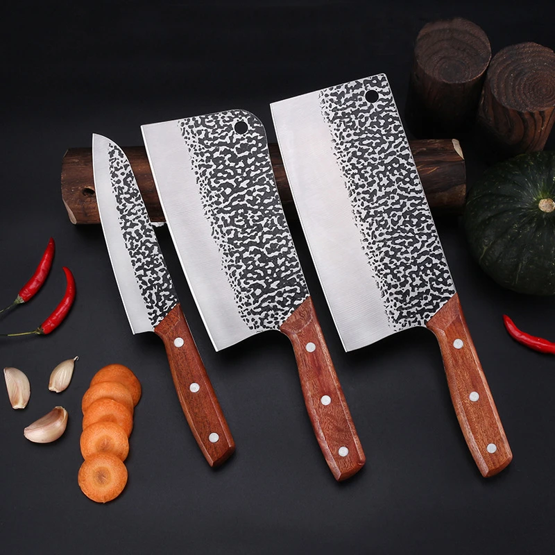 Kitchen Knife Set Meat Cleaver Bone Chooping Knife Forged Stainless Steel Fruit Knife Chinese Chef Knives