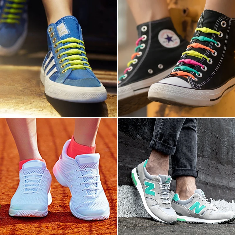 Силиконовые шнурки 12 шт./лот круглые эластичные для обуви специальные резиновые