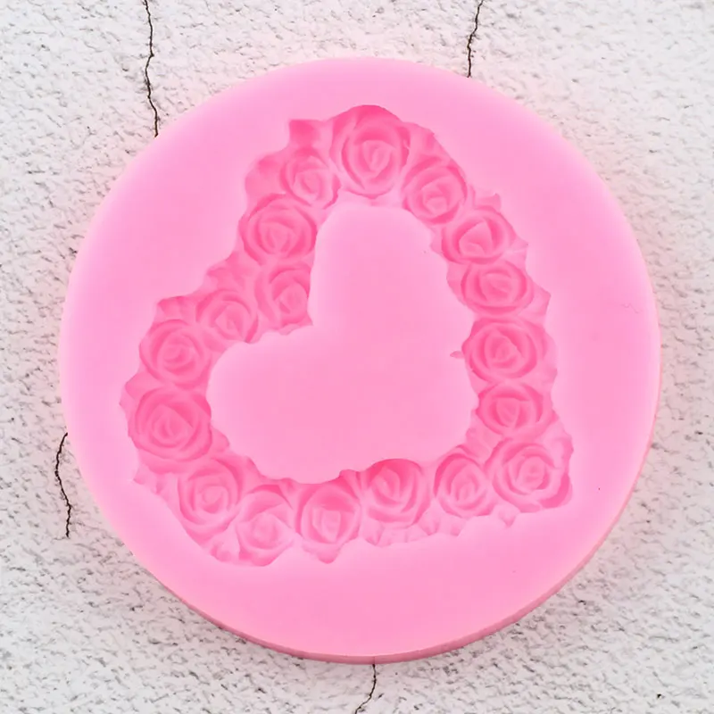 

Heart Rose Wreath Silicone Mold Wedding Cupcake Topper Fondant Molds DIY Cake Decorating Tools Candy Chocolate Gumpaste Moulds