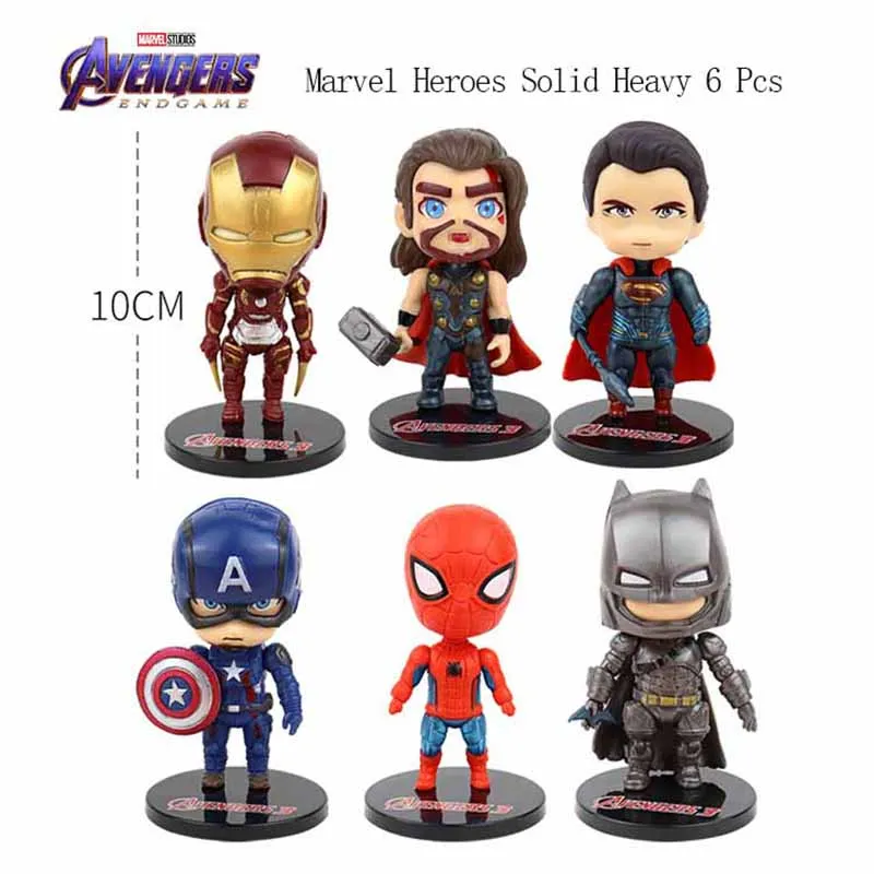 6 шт. кукла героев Marvel Мстители Железный человек Бэтмен Человек-паук Капитан