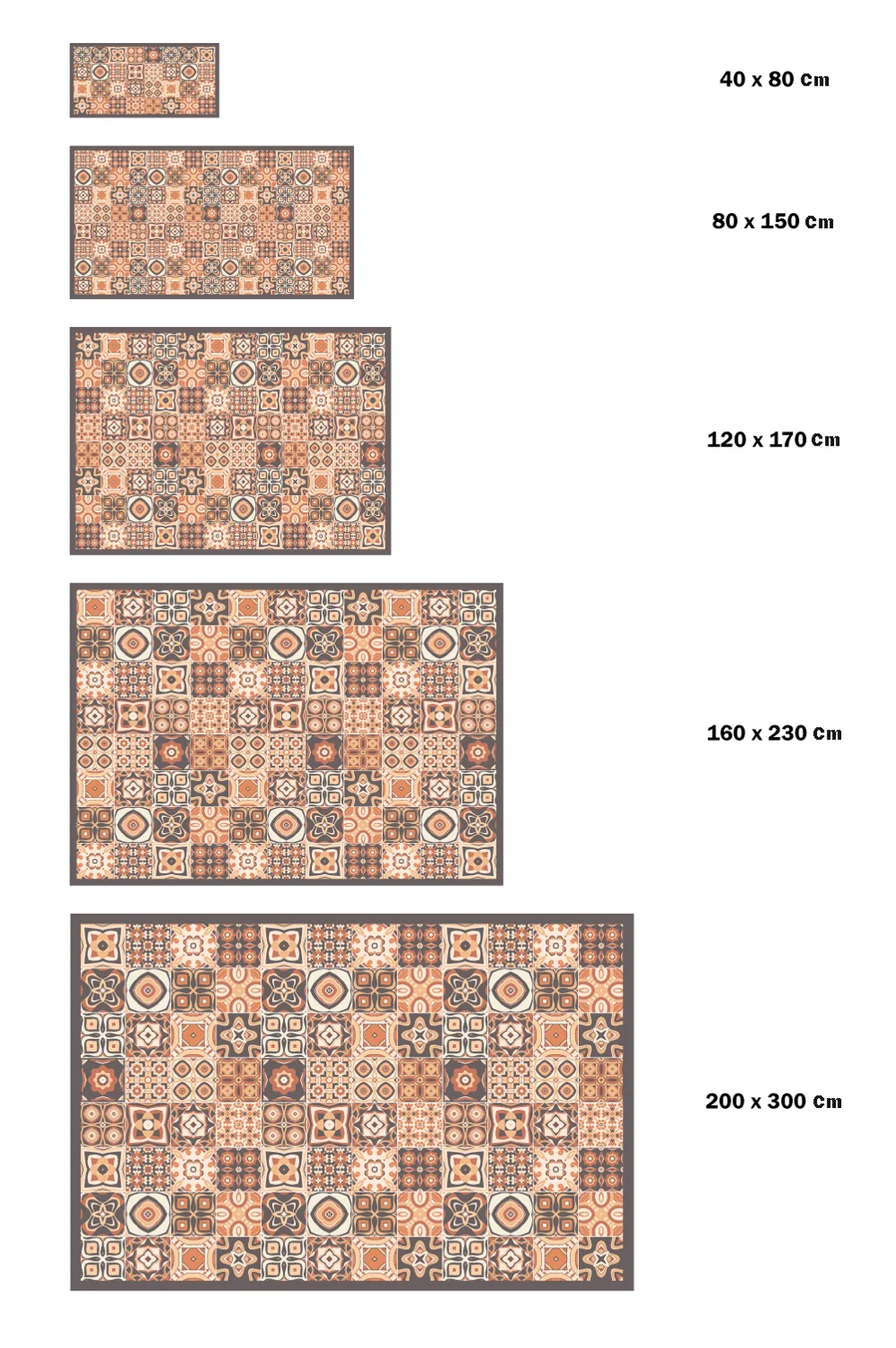 Panorama Vinyl Rug Printed with Vintage Tiles Design in Pink Colour - Carpet Living Room Decoration Decor Bedroom Lounge Mat | Дом и сад