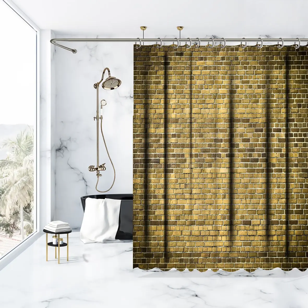 Занавеска для душа кирпичная стена деревенская декоративная сельская природа