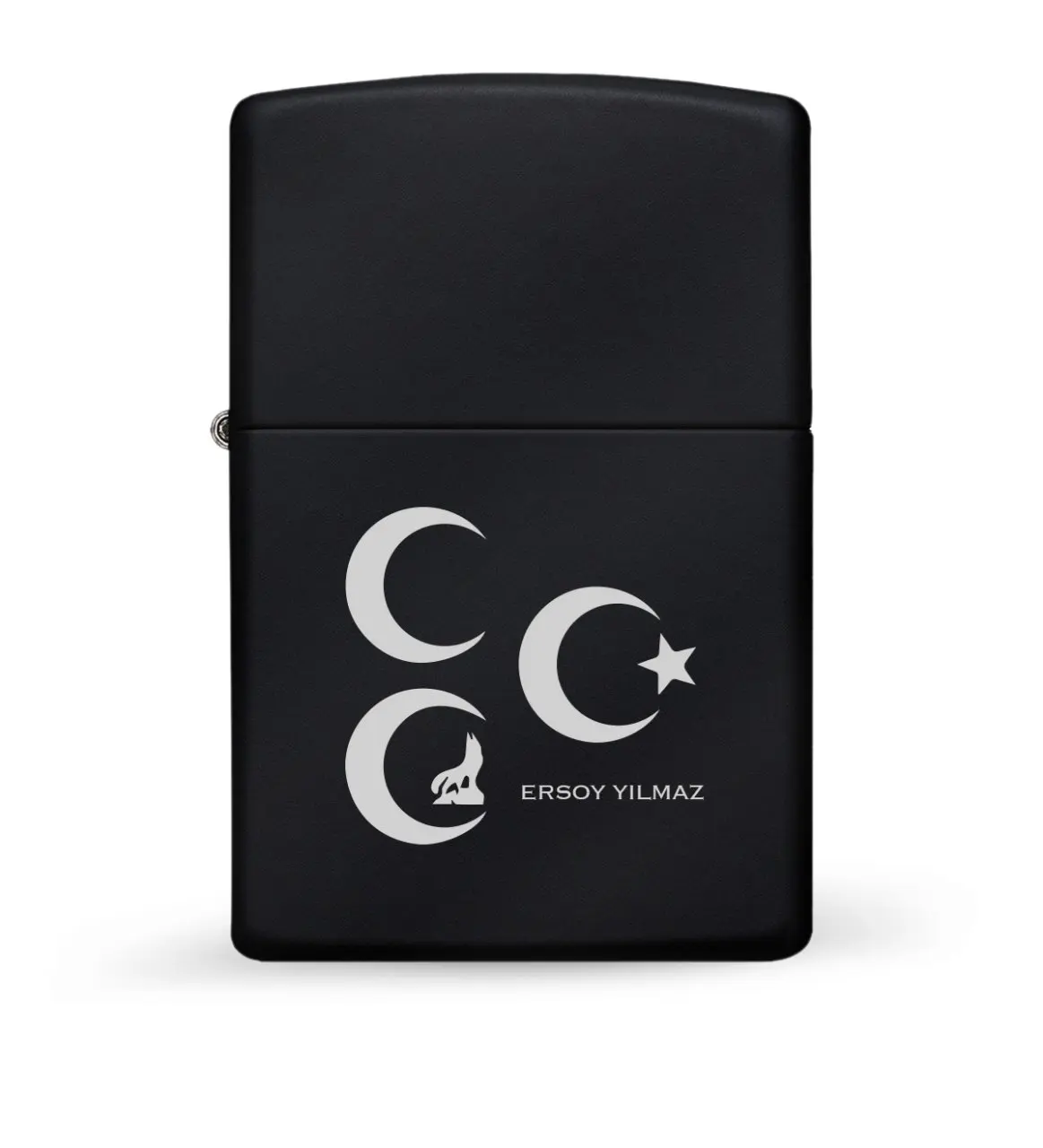 

Personalized 3 Crescent Gasoline Black Metal Cigarette Lighter 1