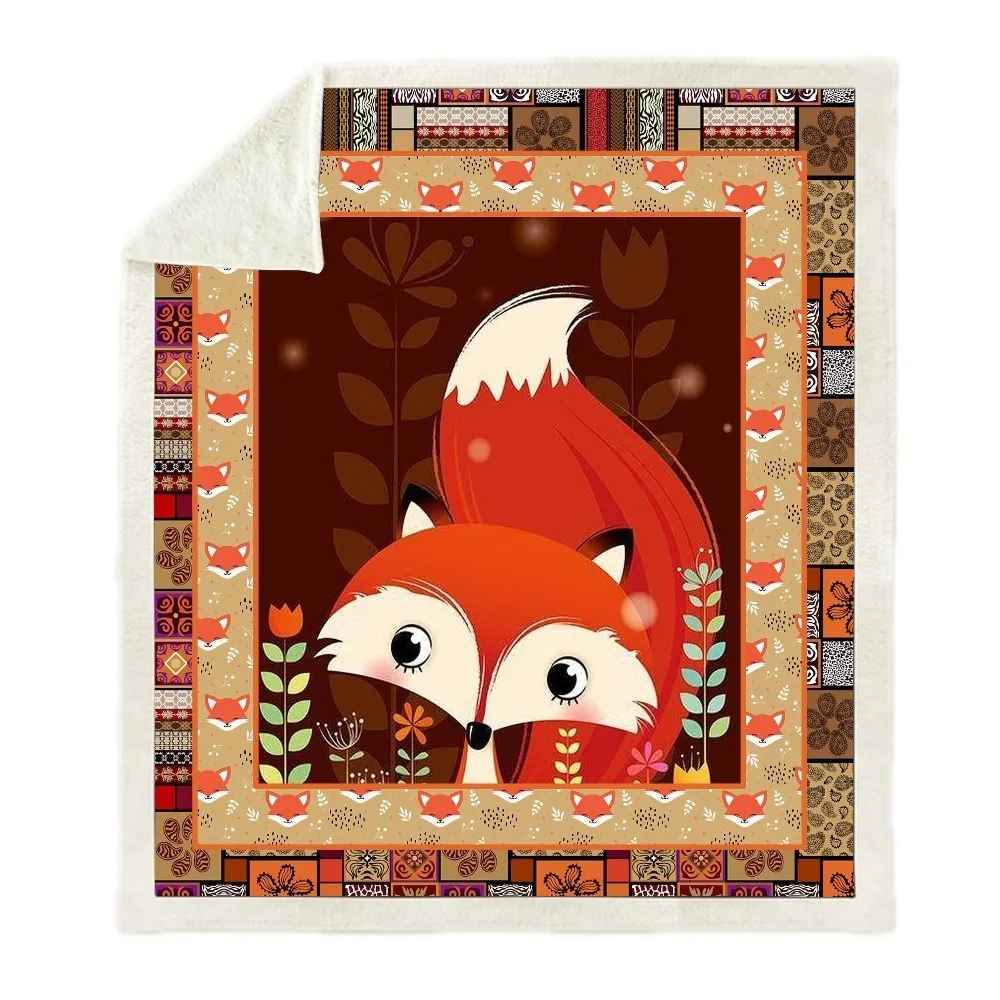 Плюшевое покрывало с принтом в виде коричневого медведя и дракона шерпа флисовое