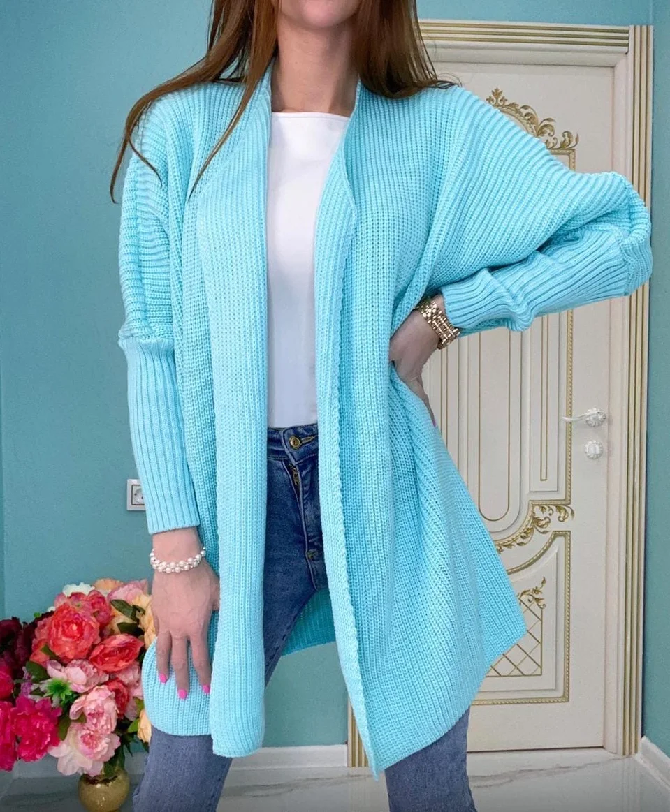 Женский кардиган Однотонный Длинный кардиган.