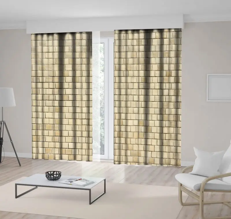 

Curtain Brick Wall Rustic Decorating Nature Countryside Theme Modern Artwork Printed Beige