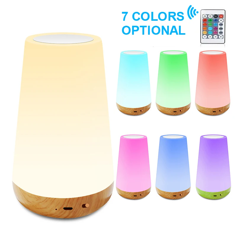 

RGB Changing Night Light Remote Control Touch Dimming Colorful Atmosphere Table Lamp Portable Bedside Table Lamp USB Night Light