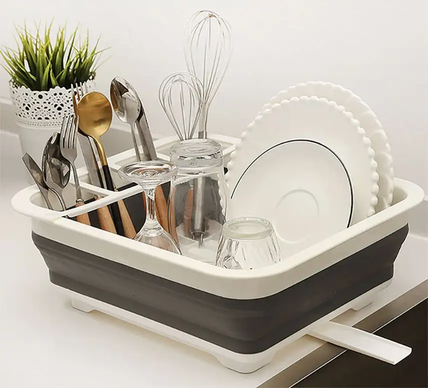 Складная сушилка подставка поддон для посуды силиконовая HP0032 | Дом и сад