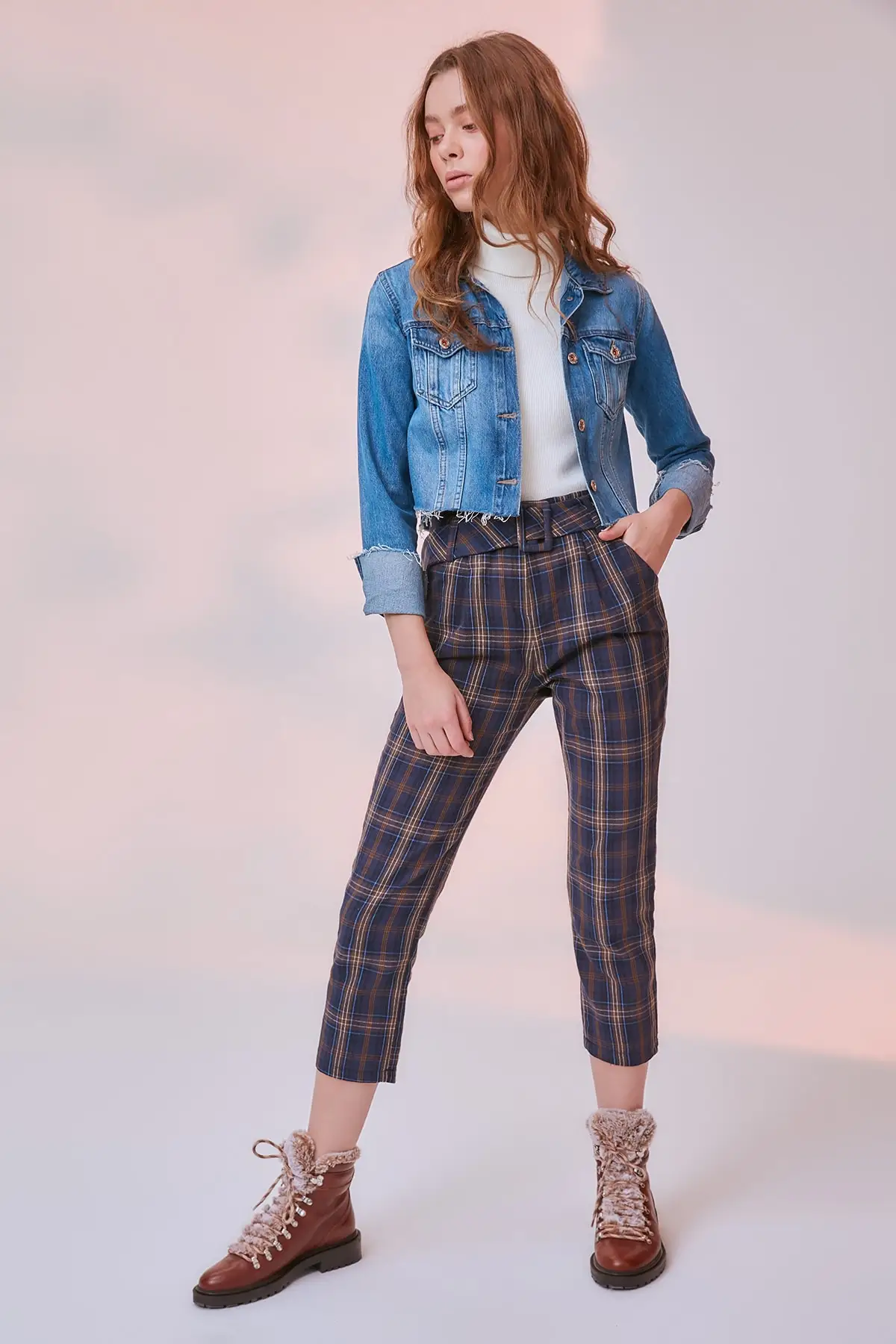 Разноцветные брюки в клетку TWOAW20PL0325|Брюки| |