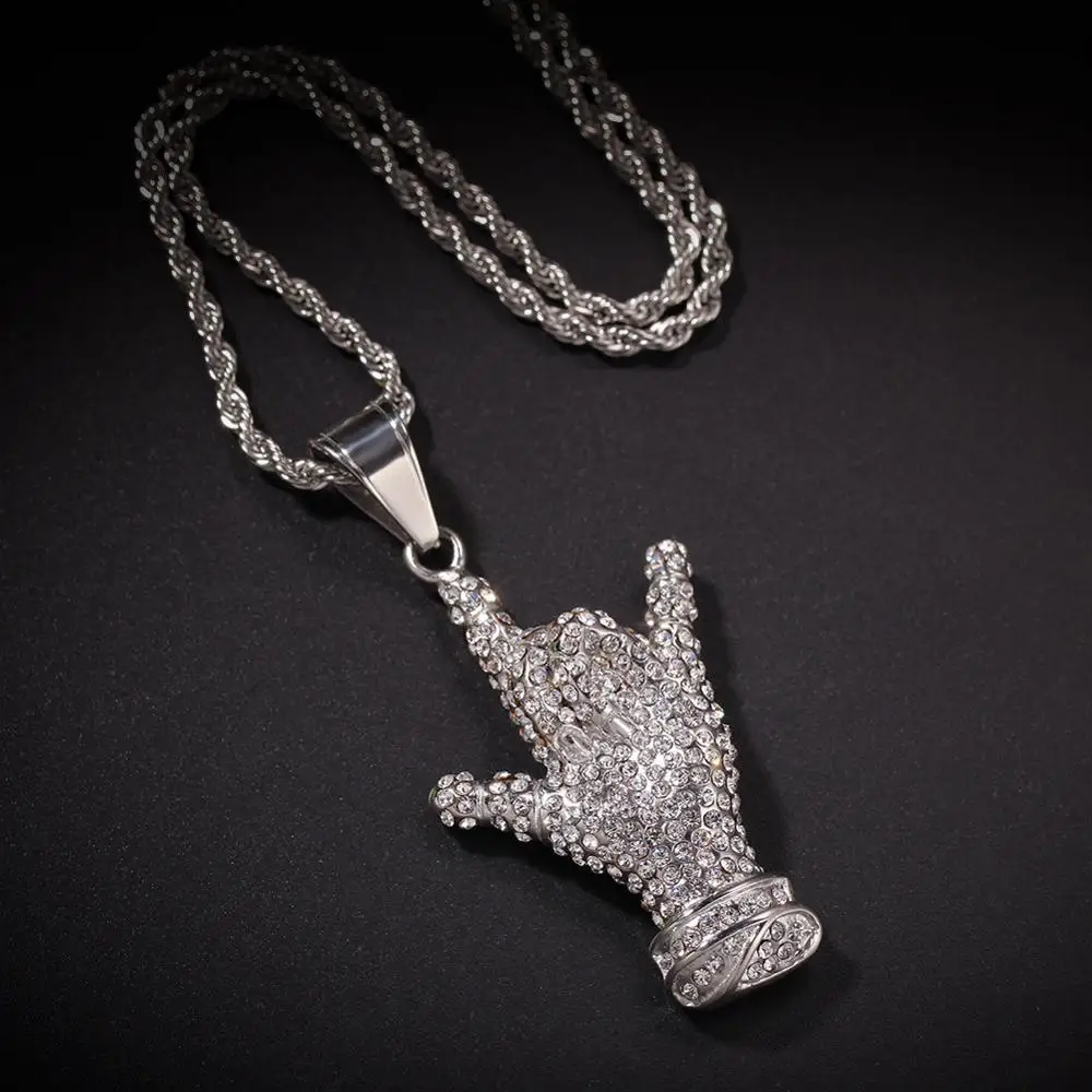 Hip Hop Fashion Men jewelry Pendent Necklace Ice Out Cuban Chain Silver Color Modern Gorgeous Crystal Miami For men | Украшения и