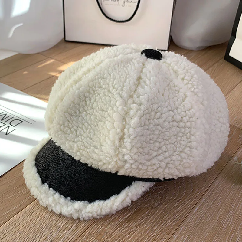 Теплая мягкая зимняя шапка для женщин бейсболка Лоскутная Регулируемая шляпа