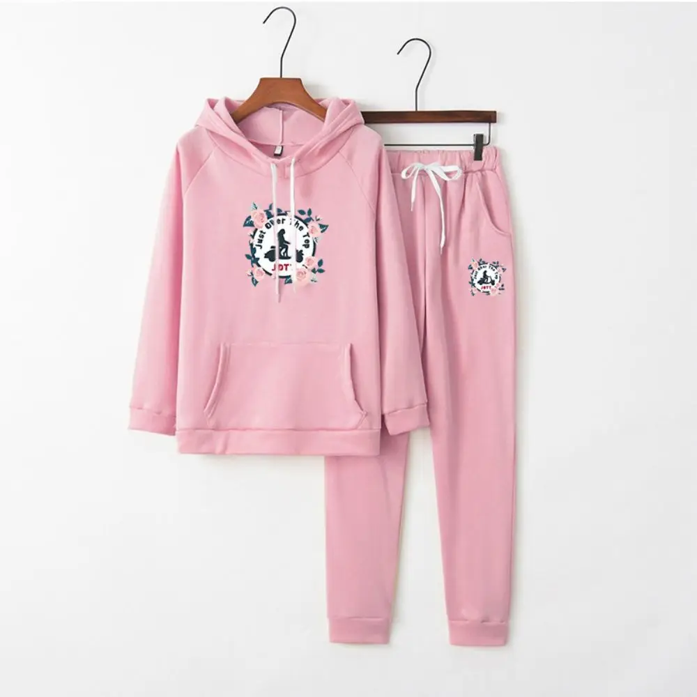 

Printed Sweatshirt Sweatpants Female Sportswear Two-piece Winter Women's New Hooded Harajuku Hoodie Korean Wave Sports Pants