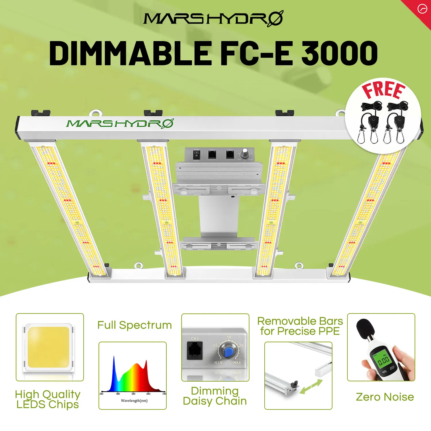

Mars Hydro FC-E3000 300W LED Grow Light Full Spectrum Bar for Indoor Plants Hydroponics Veg Flowers UV IR