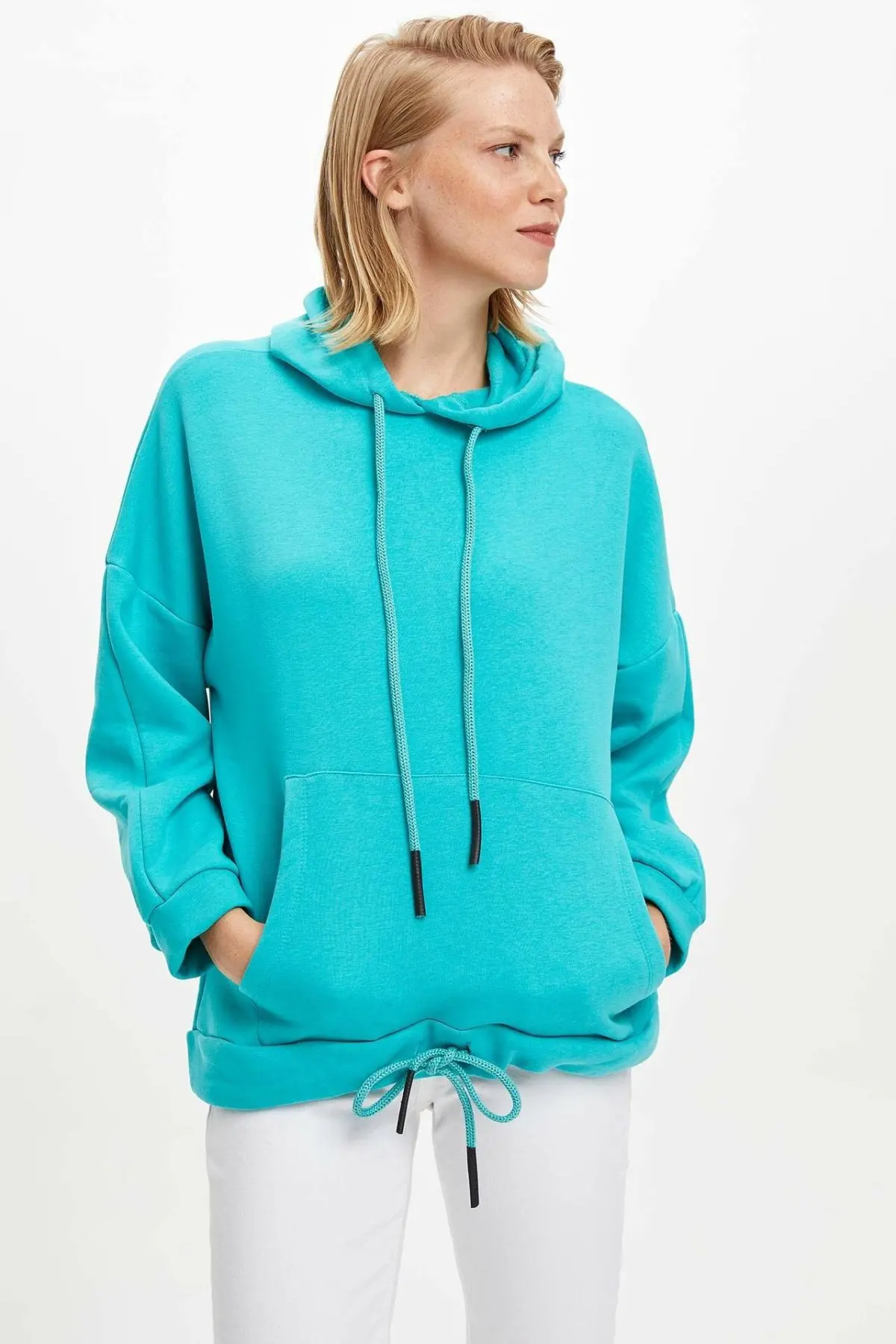 Дефакто Модные женские одноцветные толстовки с капюшоном женская спортивная