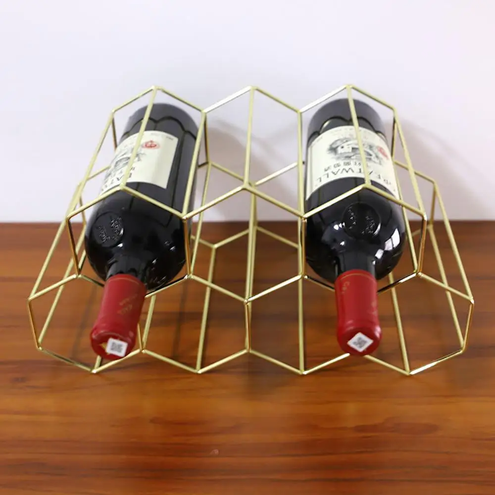 Позолоченная металлическая трапециевидная стойка для вина красная бутылок