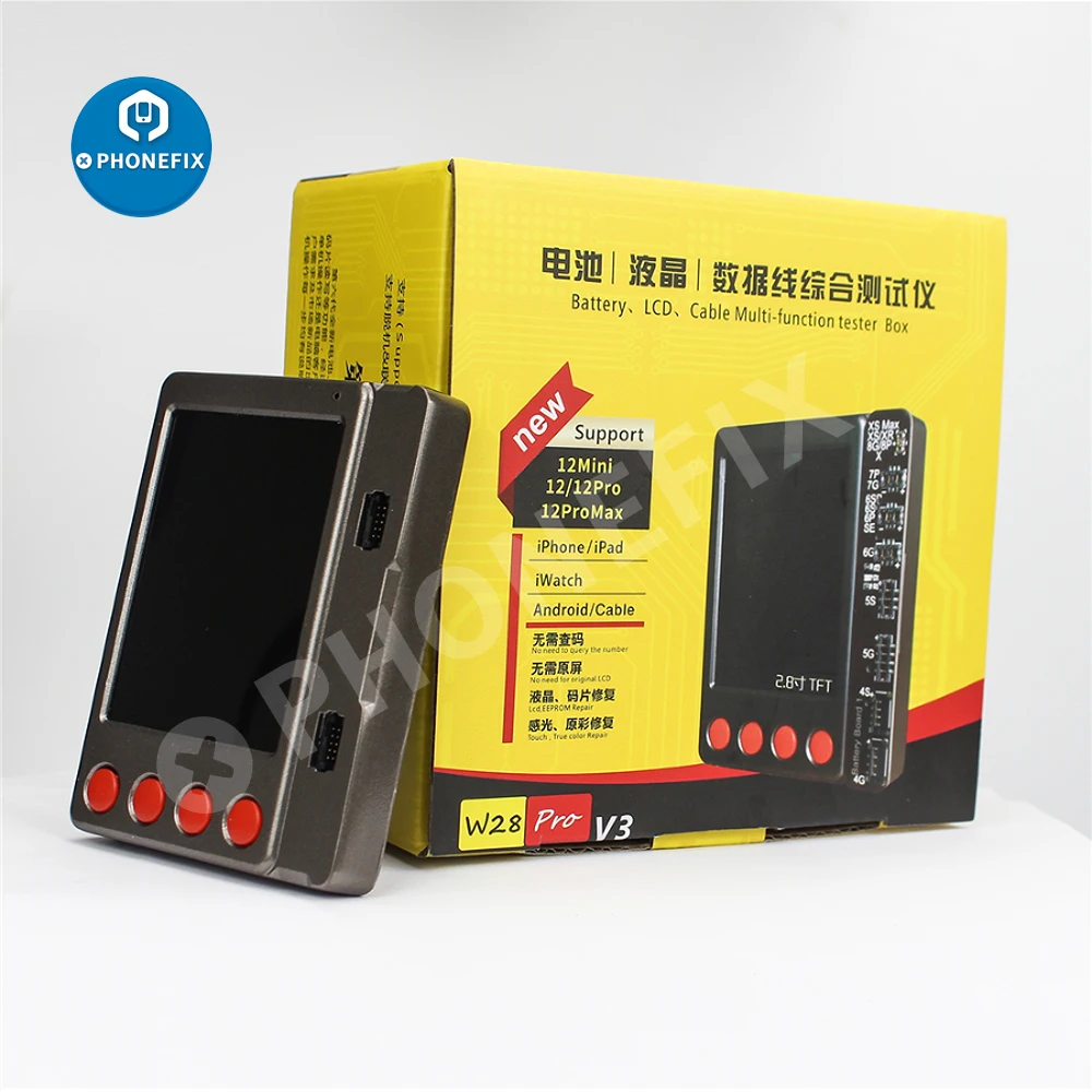 

W28 Pro V3 Battery LCD Photosensitive Screen Cable Tester for iPhone 12 iPad iWatch Android Headphone /Vibrastor /EEPROM Repair