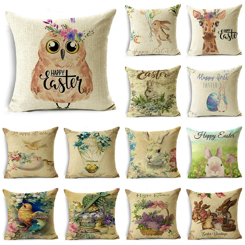 

Easter Cartoon Rabbit Egg Pillowcase Car Sofa Home Decoration 40*40cm/45*45cm/50*50cm Cushion Cover