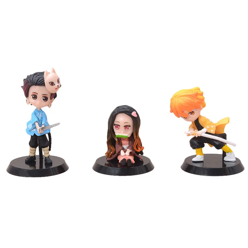 

3PCS Anime Figure Demon Slayer Kimetsu No Yaiba Doll Tanjiro Nezuko Zenitsu Demon Slayer Kawaii Room Decoration Children's Toys