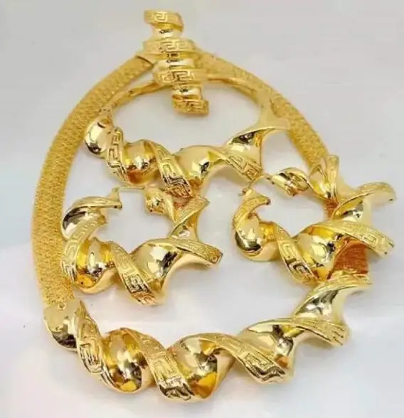 Серьги Yulaili, женское ожерелье, кольцо, браслет, большой комплект ювелирных изделий, позолоченные 24 К, итальянский стиль, свадебные комплекты